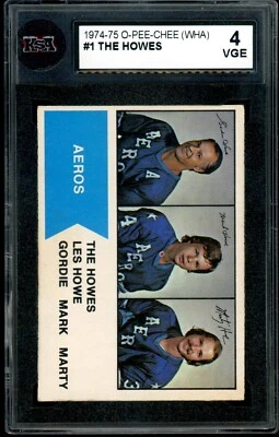 1974-75 OPC O PEE CHEE WHA #1 GORDIE HOWE Mark Marty KSA 4 VG-EX RED WINGS Aeros - Image 1 of 2