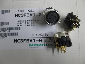 1X NC3FBV1-0 XLR receptacle vertical PCB mount, retention spring, no latch. - Picture 1 of 3
