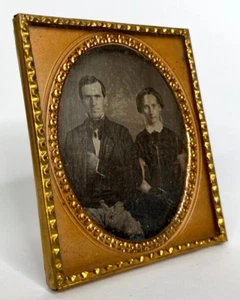 1800s Daguerreotype Man & Woman Portrait Photograph - Picture 1 of 12