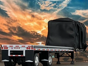 1/64 DCP BLACK/SILVER UTILITY 53' CURTAIN SIDE ROLL TARP TRAILER - Picture 1 of 5