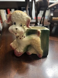 Vintage Pudel Hund Übertopf Vase Keramik Moden OPCO Mid Century Figurenvase - Bild 1 von 6