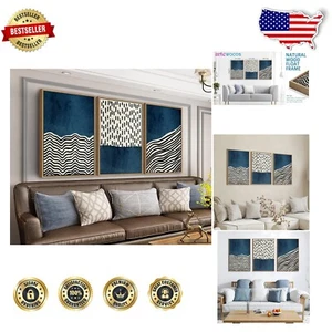 Elegant Black and Indigo Canvas Set - Mid-Century Modern Wall Art for Any Room - Picture 1 of 11