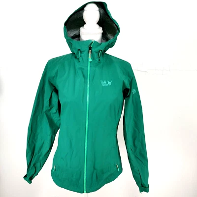 Mountain Hardware Rain Jacket Women's Size S/P Dry Q  Evap Lining Hooded Green - Image 1 of 4