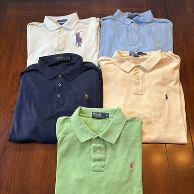Lot of 5 Polo Ralph Lauren Short Long Sleeve Polo Shirts Men’s XL Vintage & Y2K - Image 1 of 4