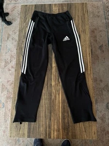 Adidas Lightweight Track Pant Joggers 3 Stripe Youth L (14/16) Black Pockets - Picture 1 of 9