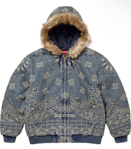Giacca da lavoro Supreme Bandana jacquard denim con cappuccio (taglia small)