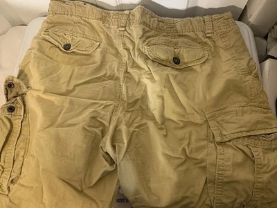 American Eagle Mens Sz 36 AEO Longer Length Distressed Cargo Shorts Khaki - Image 1 of 4