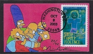 The Simpsons, Stop Family Violence Sc.#B3 First Day Magnet - Picture 1 of 1