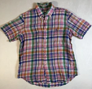Polo Ralph Lauren Hemd Herren 2XL XXL Knopfleiste Leinen rosa bunt Madras kariert - Bild 1 von 10