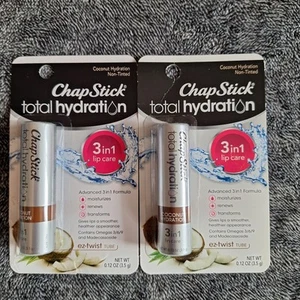 2 Pz Chapstick Total Hydration 3 in 1 Lip Care Idratazione Cocco Non Colorato - Foto 1 di 5