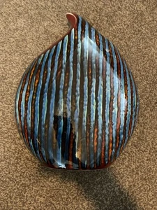 Stunning, Anita Harris Extra Large 31cm Teardrop Vase Blue Stripe Sam Johnson - Picture 1 of 9