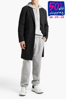 PVP €900 RAG & BONE Abrigo Tejido Talla L Gris Mezcla Lana Parcialmente Forrado Cuello Foto 1 de 4