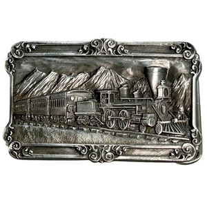 Siskiyou Buckle Co. Train Railroad Locomotive Belt Buckle Western Steam Punk Vtg - Picture 1 of 8