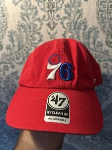Philadelphia 76ers Hat Spell Out Logo Strap Back NBA Basketball 47 Brand Dad Cap - Picture 1 of 6