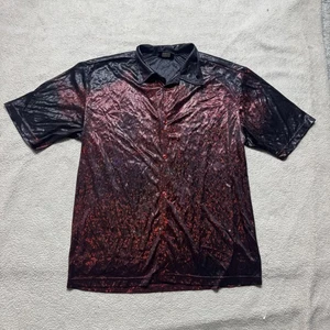 Vintage Anchor Blue Shirt Mens Medium Shiny Button Up Made USA Party 90s - Picture 1 of 12