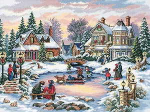 Kit de punto de cruz ~ Colección de oro A Tesorada Tiempo Ciudad victoriana nevada #8569 - Imagen 1 de 3
