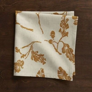 Crate & and Barrel ACORN Leaves Cotton NAPKINS x 7- Natural/Amber Gold- NEW-NWOT - Picture 1 of 5