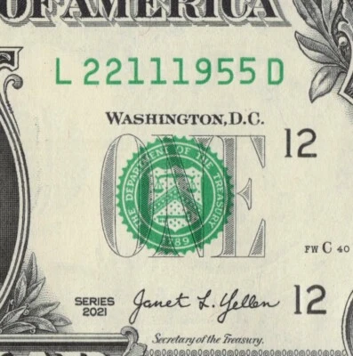 NOV 22 1955 Birthday Date Note Fancy Serial Number One Dollar Bill Crisp UNC - Image 1 of 4