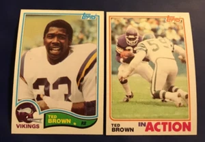 1982 Topps #391 #392 TED BROWN Lot 2 Minnesota Vikings w In Action - Picture 1 of 2