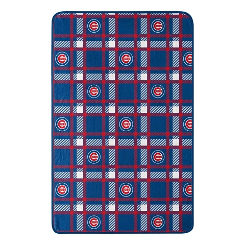 Chicago Cubs 55 by 85 inch Super Sized Plush Plaid pattern Throw by Northwest Cover