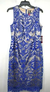 Vince Camuto Womens Embroidered Mesh Sheath Dress Jewel Neck Sleeveless 10 $188 - Picture 1 of 10