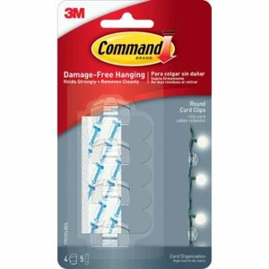 (24-4pk)-Command Wire Organizer Cord Clip with Adhesive Strip 17017CLR-4PK - Picture 1 of 1