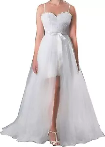 Damen Hochzeit Maxi Tüll Röcke abnehmbar Zug Overrock Overlay lange Braut - Bild 1 von 16