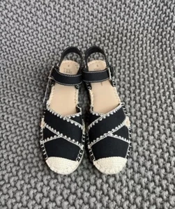 NEW Time And Tru Black Ankle Strap Espadrille Flats Women Size 9 - Picture 1 of 19