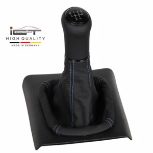 Pomello cambio in pelle ICT borsa cambio per VW Golf Vento Jetta 3 Cabrio cucitura blu D61 - Foto 1 di 6