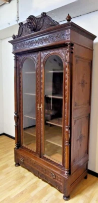 Vitrine Bibolotheksschrank Bücherschrank Herrenzimmer  Antik ca. 1900 Jh. - Bild 1 von 4