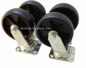 6PHPRS-1 6" Toolbox Caster Set of 4, Polyolefin Wheels, 3000 lb Capacity - Picture 1 of 4