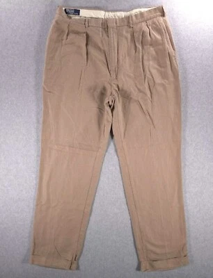 Polo Ralph Lauren De Colección Lino Plisado Puño Espiga Pantalones Para Hombre 38x34 (36x33) Foto 1 de 4