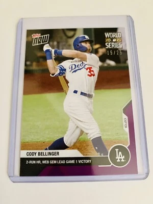 2020 TOPPS NOW #446 CODY BELLINGER NUMBERED 15/25 PURPLE PARALLEL - Image 1 of 2