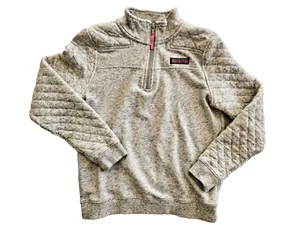 EUC Vineyard Vines 1/4 Zip Pullover Sweatshirt Gray Quilted Accent Girl Large 14 - Picture 1 of 16