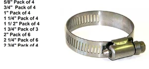BARE ESSENTIAL 5/8" 3/4" 1" 1 1/4" 1 1/ 2" 1 3/4" 2"_2 1/4" 2 3/4" HOSE CLAMPS - Picture 1 of 13
