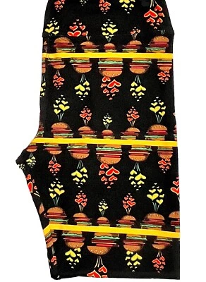 LuLaRoe Tall And Curvy 12-18 Hamburger Cheeseburger Multicolor Hearts RARE Print - Image 1 of 2