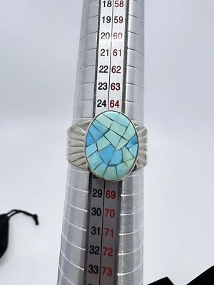 Jay King Sleeping Beauty Turquoise Mosaic Sterling 925 Ring Size 12 NWT 453589 - Image 1 of 4