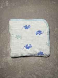 Aden Anais Baby Mauslin Blanket Elephants Reversible Blue Quilt 2 Ply Swaddle - Picture 1 of 7