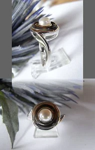 SCHMUCK-STCK SILBER 925 SILBER PERLMUTT RING PERLE NEU GRÖßE 55 - Picture 1 of 1