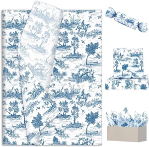 FYSUIMU 100 Stück Französisches Dorf Seidenpapier Vintage Blau Toile  - Bild 1 von 7