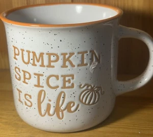 PUMPKIN SPICE IS LIFE - Speckled Ceramic Coffee Mug Cup - 12 Oz. - Autumn Fall - Picture 1 of 8