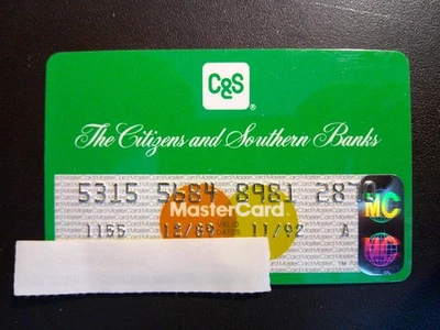 VINTAGE *C&S:  THE CITIZENS and SOUTHERN* RARE EXPIRED CREDIT CARD.  Exp. 11/92 - Image 1 of 2