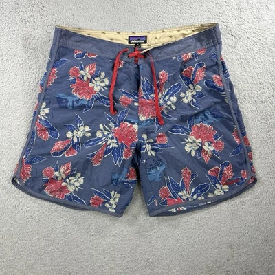 Patagonia Board Shorts Mens 38 Blue Wavefarer Floral Hawaiian Tropical Surf - Image 1 of 4