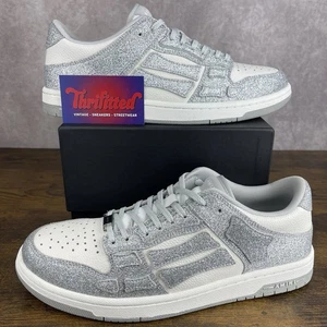 AMIRI Bone Skel Top Low Shimmer Silver Size 44 EU / 11 US Men’s Designer Sneaker - Picture 1 of 11