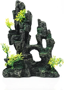 Decoración de acuario - Decoraciones de pecera con adorno de piedra vista a la montaña, ideal - Imagen 1 de 12