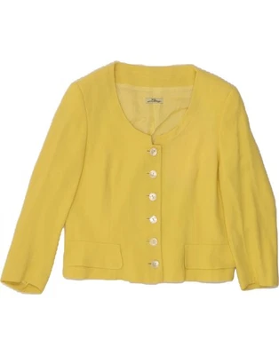 MK EMKAY Womens Crop 6 Button Blazer Jacket IT 46 Large Yellow Acetate DR17 - Image 1 of 4