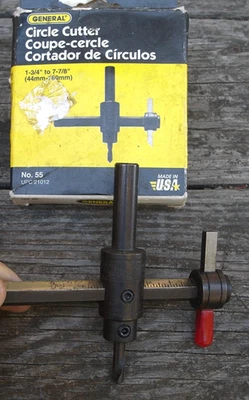 GENERAL TOOLS -HEAVY DUTY, ADJUSTABLE  CIRCLE CUTTER 1 3/4"- 7 7/8" NEW IN BOX - Image 1 of 4