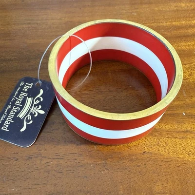 Red and White  Striped Bangle Bracelet with Brass Accent NWT Americana - Image 1 of 4