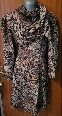 Ladies Star Julien Macdonald Brown Animal Print Knee Length Dress Size 14 - Image 1 of 4