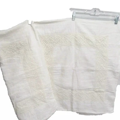 Ethan Allen Encaje Enmarcado Crema 100% Lino 2 piezas Euro Shams Foto 1 de 4
